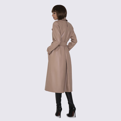 Eco-Leather beige trench coat