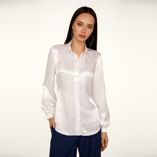 White silky fitted shirt