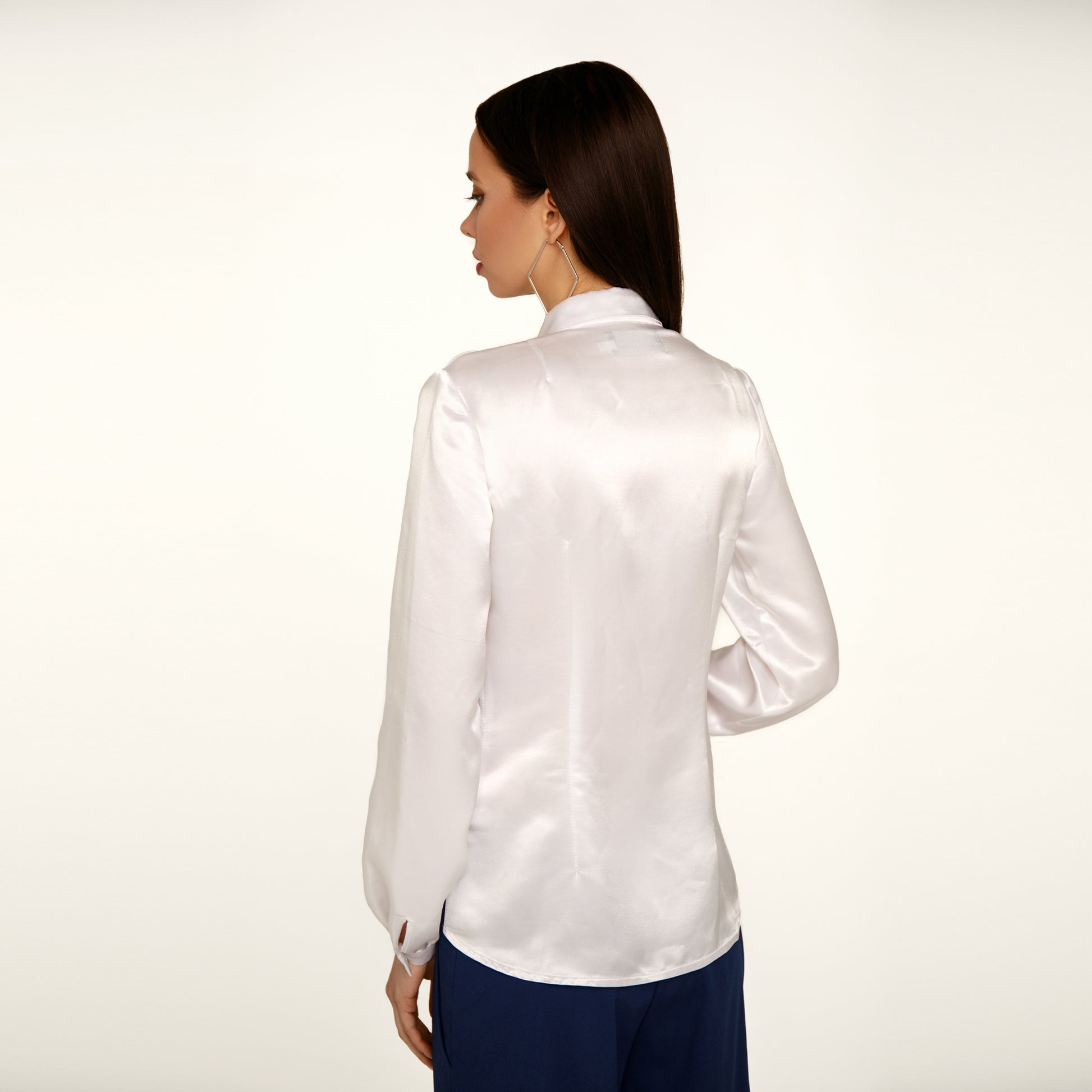 White silky fitted shirt