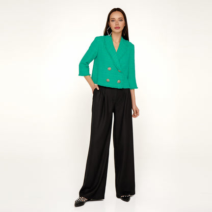 Black palazzo trousers with high waist