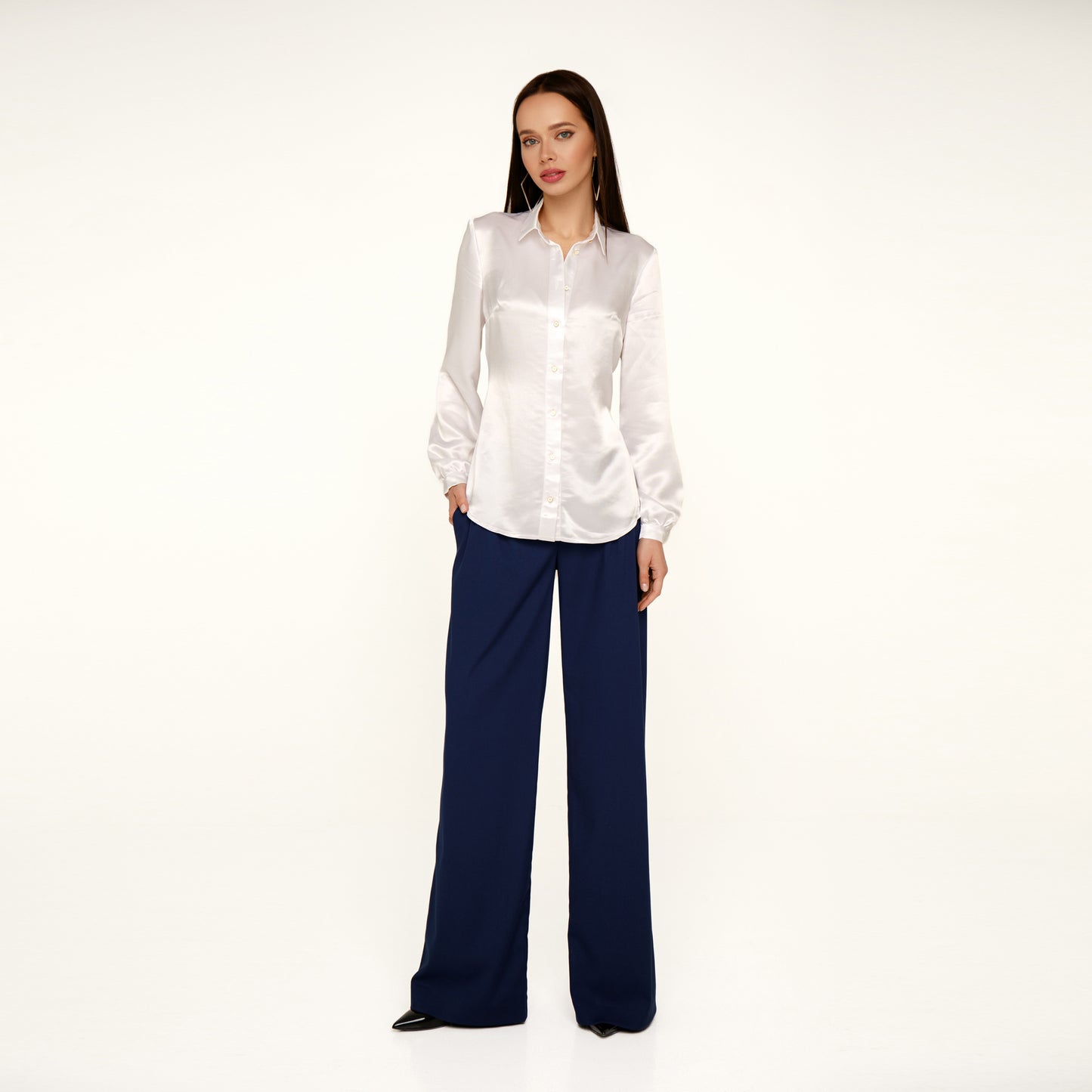 Navi blue low rise palazzo pants