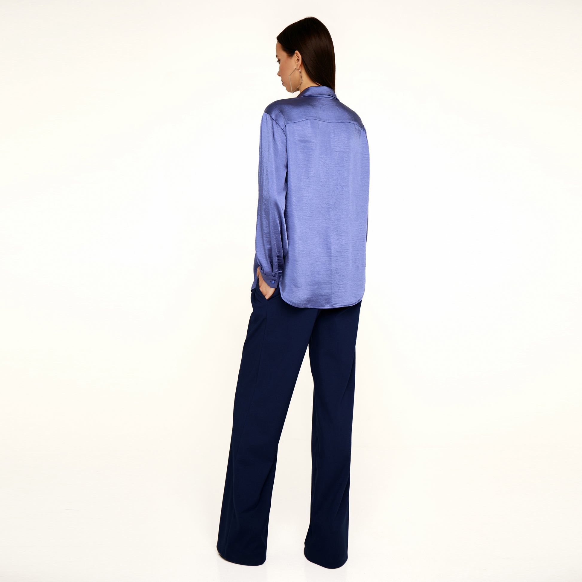 Navi blue low rise palazzo pants