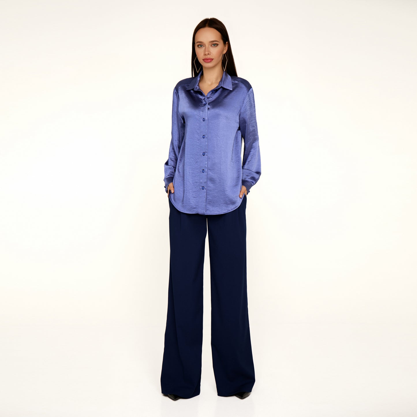 Navi blue low rise palazzo pants