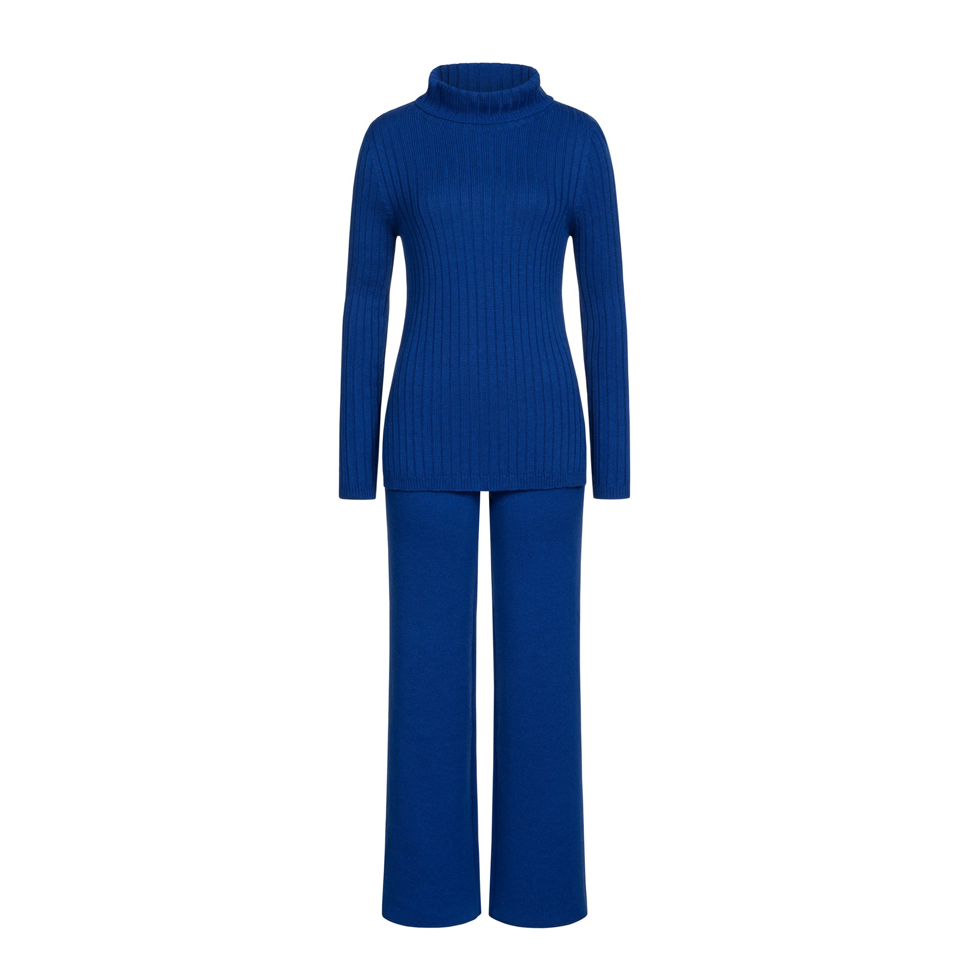 Royal blue knitted pants with pockets and royal blue sweater