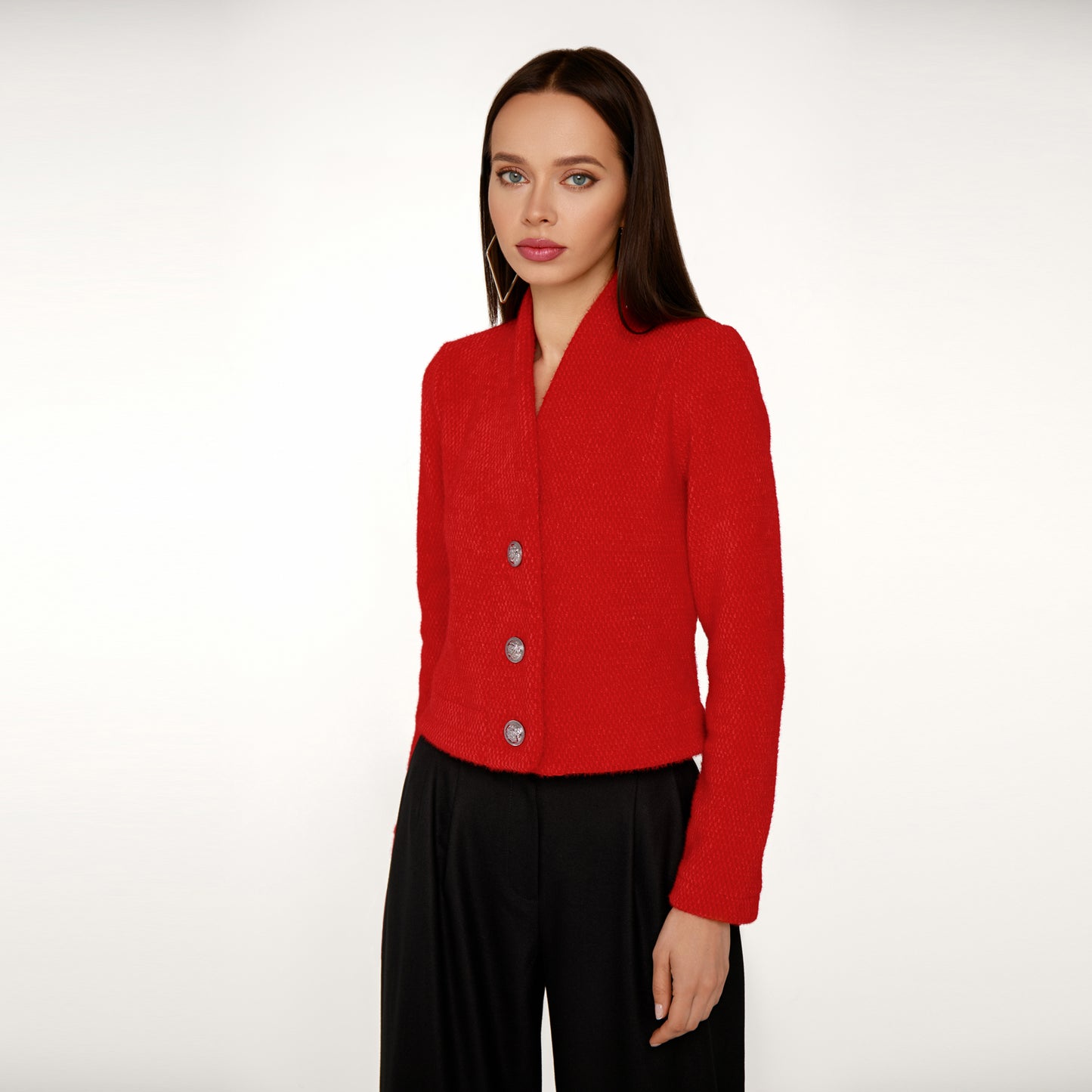 Red Crop Jersey Blazer