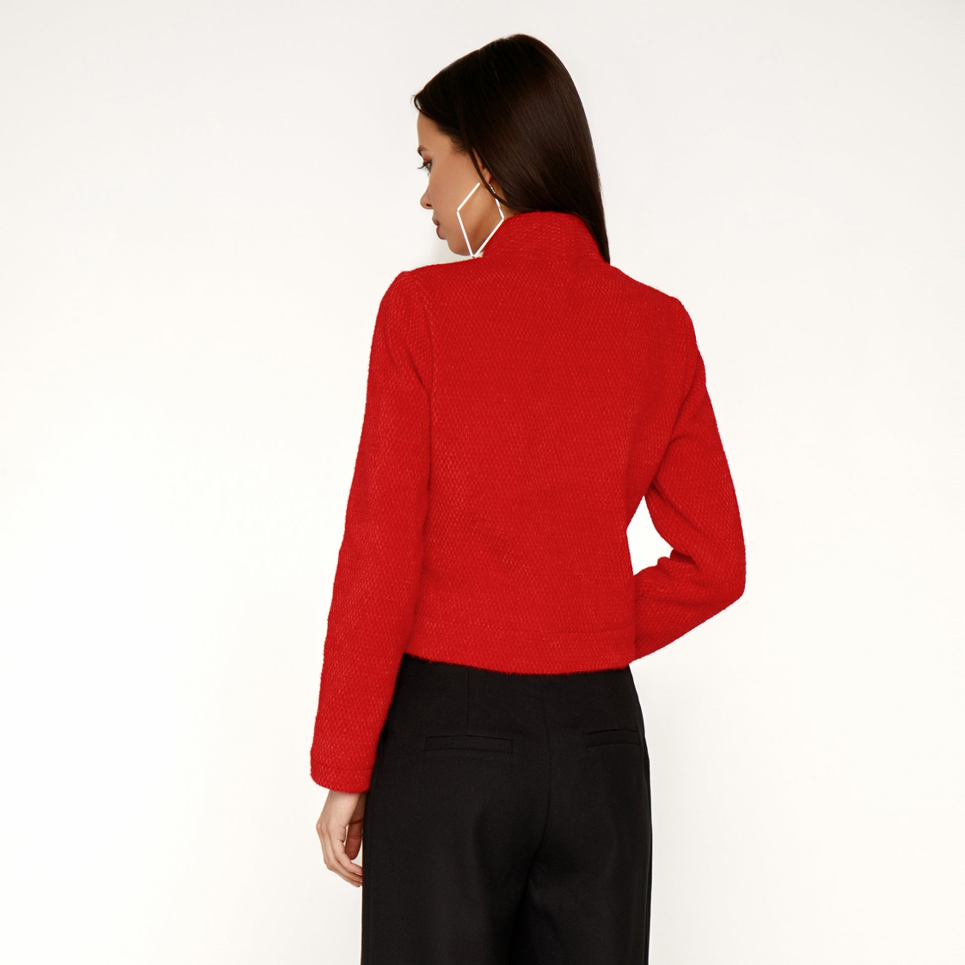 Red Crop Jersey Blazer