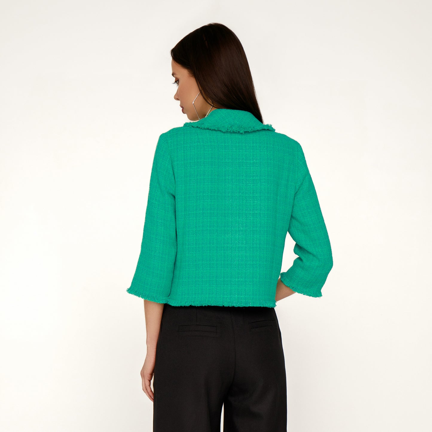 Green Tweed Cropped Blazer