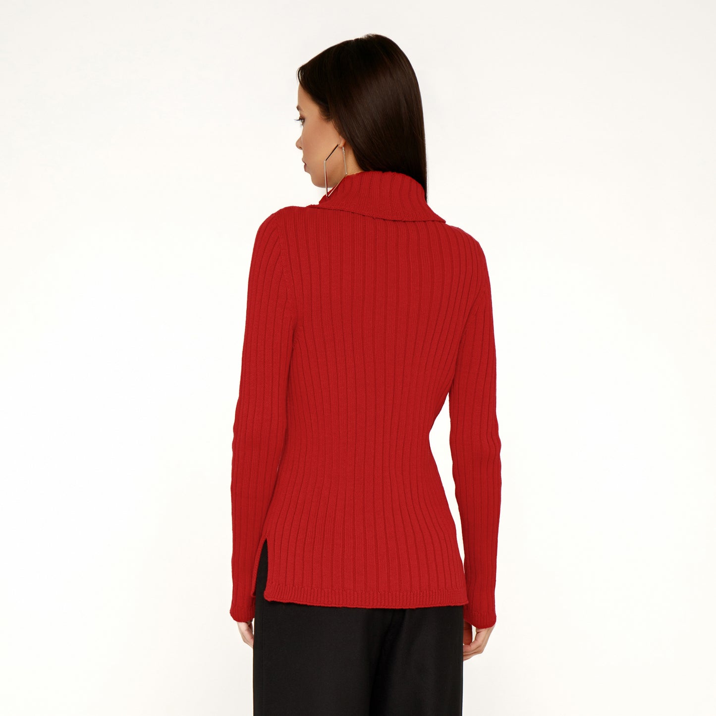 Red Cotton Sweater with Collar