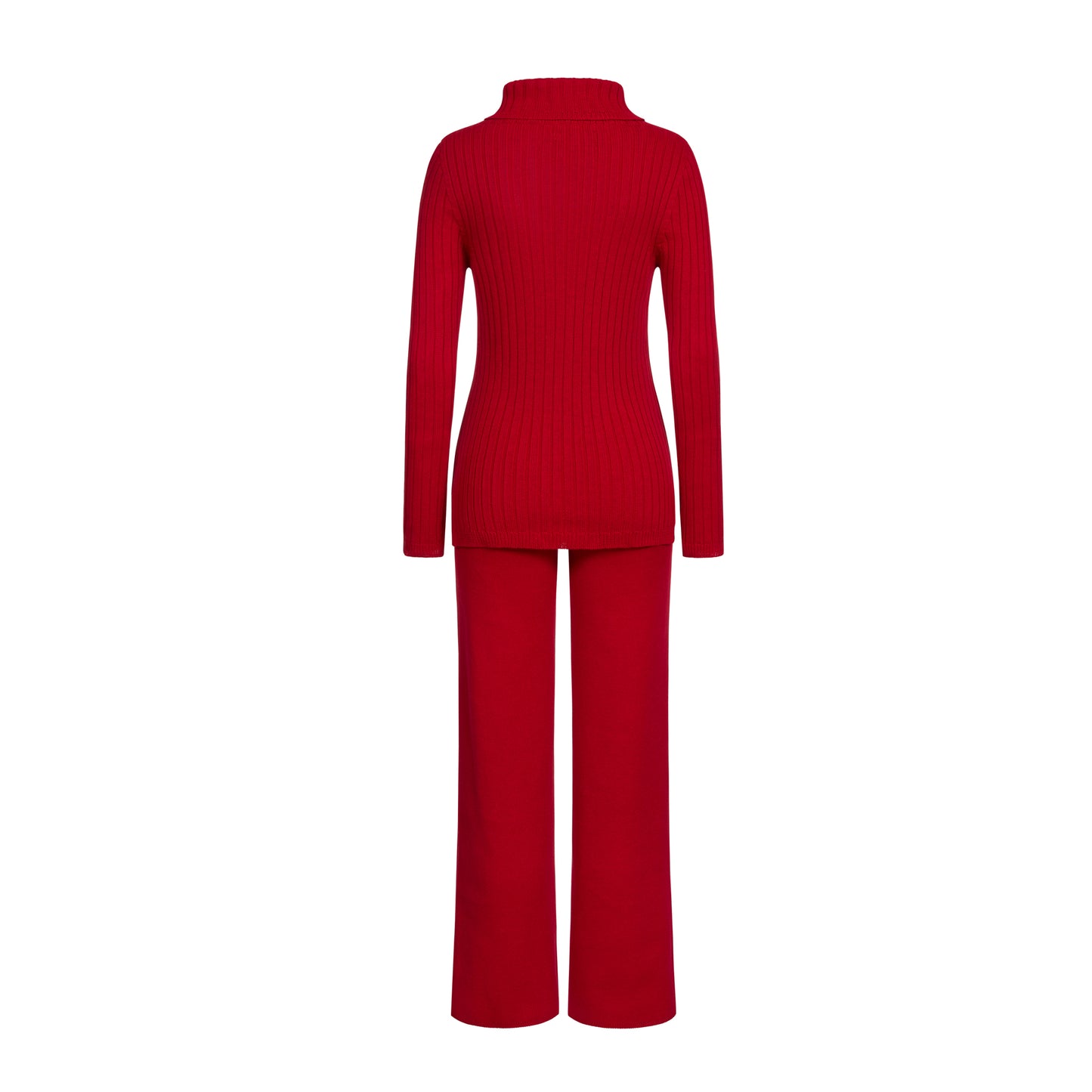 Red Cotton Sweater with Collar set with pants