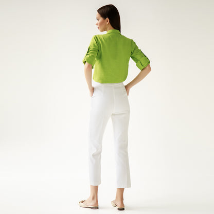 White Natural Textured Pants